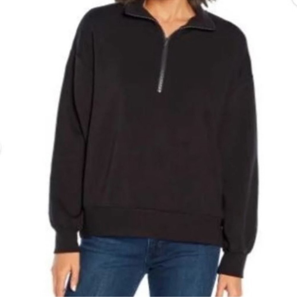 Three Dots Women's Quarter Zip Long Sleeve Stretch Pullover Size M